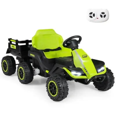 24V elektrický traktor pre deti od 3 rokov, detský traktor s diaľkovým ovládaním 2,4 GHz, zelený