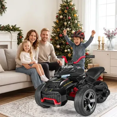 Detská elektrická štvorkolka 12V, Detská štvorkolka s rýchlosťou 3-7 km/h, 111 x 72 x 64 cm, Čierna