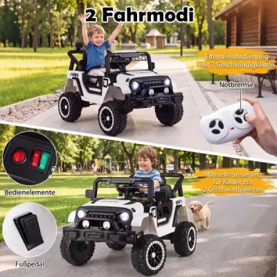Detské elektrické auto 12V s 2 režimami jazdy a diaľkovým ovládaním, nosnosť 60 kg, čierne