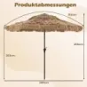 Havajský slnečník, 290 cm, slamený slnečník, naklápateľný o 30° s LED solárnym osvetlením, svetlohnedý