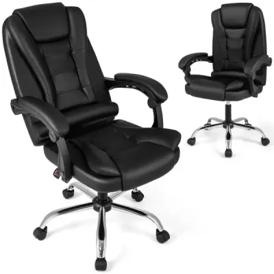 Ergonomická manažérska stolička s kolieskami, nastaviteľná výška sedadla, operadlo a polstrované podrúčky, čierna