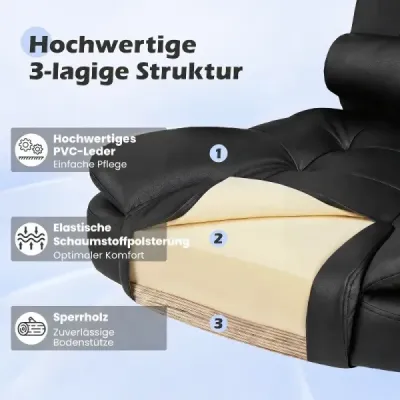 Ergonomická manažérska stolička s kolieskami, nastaviteľná výška sedadla, operadlo a polstrované podrúčky, čierna