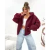 Teplá mikina oversize s kapucňou v bordovej farbe MODA821112