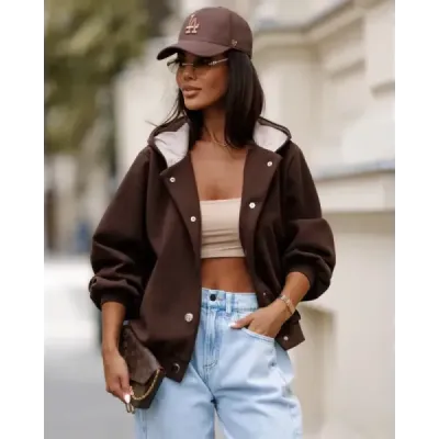Dámska bunda z flisu v čokoládovej farbe  MODA105