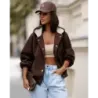 Dámska bunda z flisu v čokoládovej farbe  MODA105