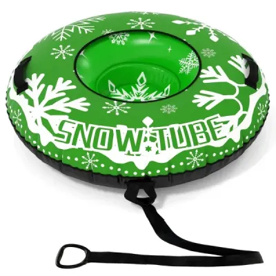 Nafukovacia snehová pneumatika s ťahacím lanom a úchytmi Snowtube – nafukovacie sane, zelené