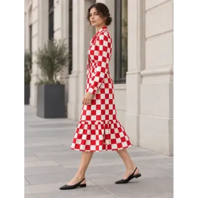 Dámske šaty MODA2117 bielo-červené