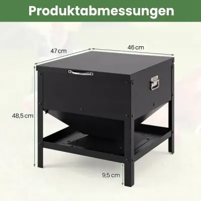 Veľký automat na krmivo pre sliepky s objemom 56 l z pozinkovaného kovu, štvorcový, s odklápacím vekom