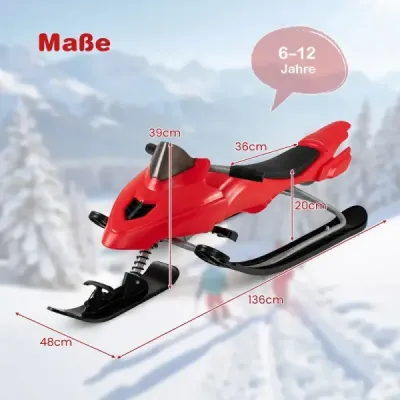 Detské sane s riadením, brzdou a ťahacou šnúrou – nosnosť do 40 kg, červené