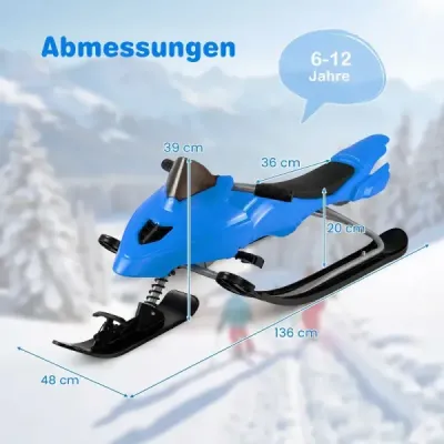Detské sane s riadením, brzdou a ťahacou šnúrou – nosnosť do 40 kg, modré