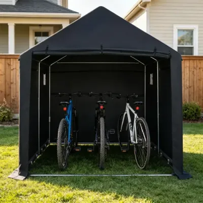 Vodotesná garáž na bicykle a záhradný prístrešok s rolovacími dverami na zips, 210 x 238 x 211 cm, čierna