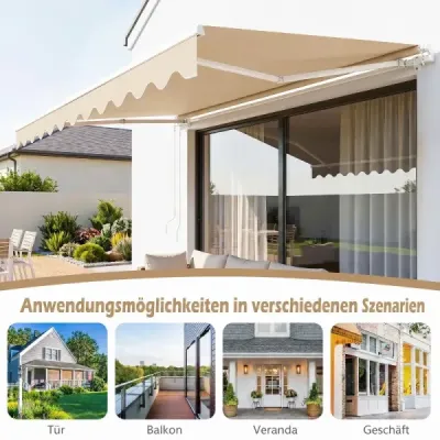 Markíza s kľukou Balkónová markíza Ochrana pred slnkom na balkón 360 x 300 cm Béžová