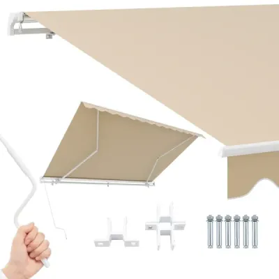 Markíza s kľukou Balkónová markíza Ochrana pred slnkom Markíza s kĺbovým ramenom 400 x250 cm Béžová