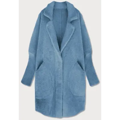 Dlhý vlnený dámsky kabát alpaka MODA7108  ice blue