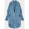 Dlhý vlnený dámsky kabát alpaka MODA7108  ice blue