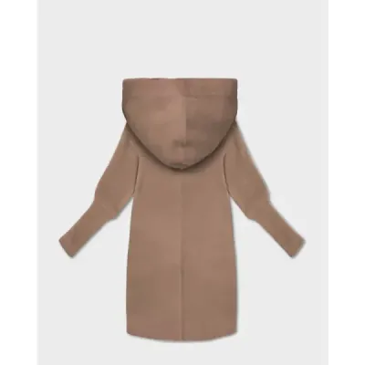 Alpaková bunda s kapucňou, tmavo béžová MODA19905