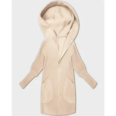 Alpaková bunda s kapucňou, farba slonová kosť MODA19905