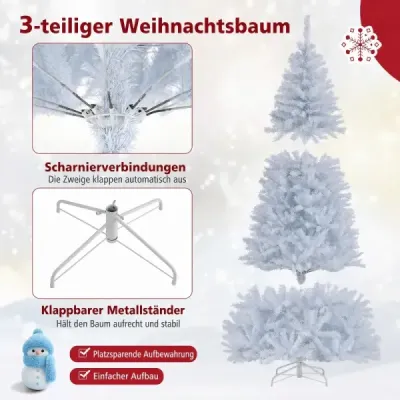 225 cm umelý vianočný stromček s trojfarebnými LED svetielkami, smrekový vianočný stromček, biely