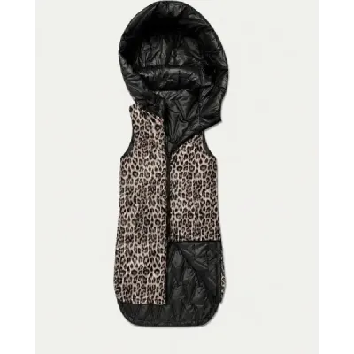 Tenké obojstranné tielko, čierne s leopardovým vzorom MODA6065