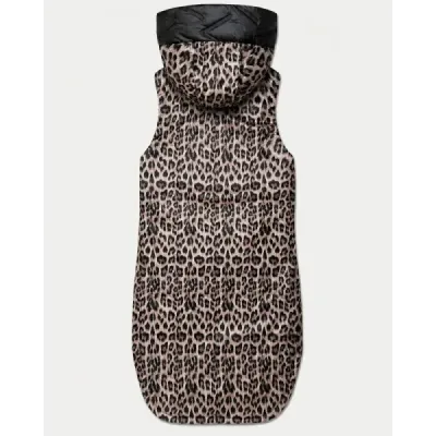 Tenké obojstranné tielko, čierne s leopardovým vzorom MODA6065
