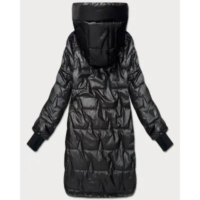 Prešívaná dámska bunda s kapucňou, čierna MODA6016BIG