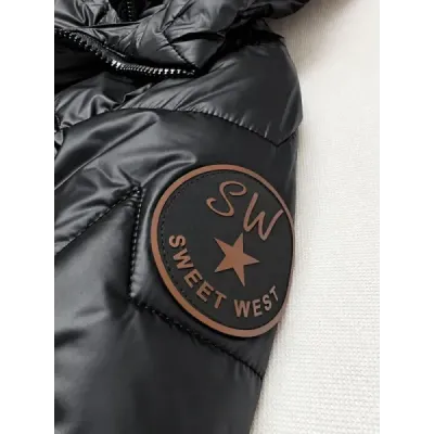 Prešívaná dámska bunda s kapucňou, čierna MODA6016BIG