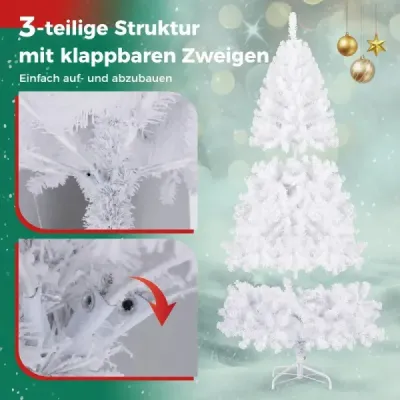 180 cm umelý vianočný stromček, flokovaný vianočný stromček s 230 teplobielymi LED svetielkami