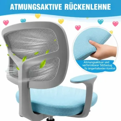 Detská stolička k písacímu stolu – výškovo nastaviteľná detská otočná stolička s odnímateľným sedákom, modrá
