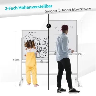 Magnetická obojstranná tabuľa s kolieskami do triedy, kancelárie aj domácnosti