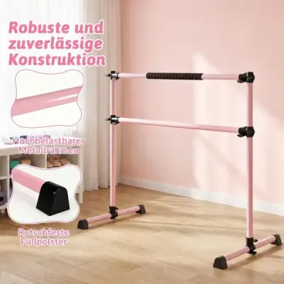 Baletná tyč Baletná/rozťahovacia tyč Výškovo nastaviteľná mobilná ružová 123 x 71 x 119 cm