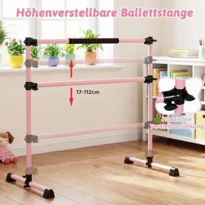 Baletná tyč Baletná/rozťahovacia tyč Výškovo nastaviteľná mobilná ružová 123 x 71 x 119 cm