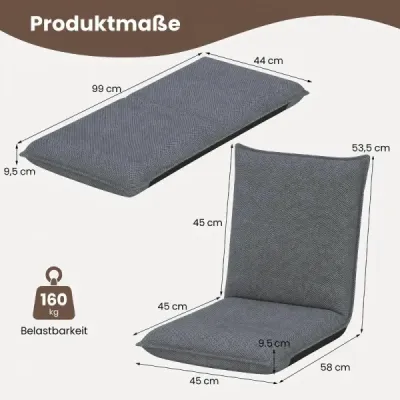 Sada 2 pohoviek/kresiel na podlahu s nastaviteľným operadlom v 6 polohách/meditačných kresiel, sivá