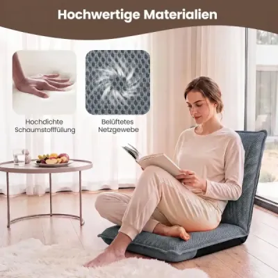 Sada 2 pohoviek/kresiel na podlahu s nastaviteľným operadlom v 6 polohách/meditačných kresiel, sivá