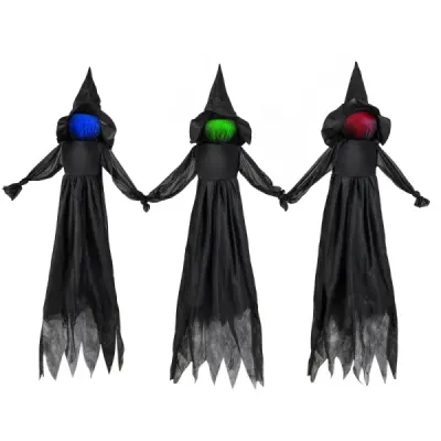 3 kusy halloweenskej čarodejníckej dekorácie, vonkajšie osvetlené halloweenske čarodejnice vyrobené z odolnej látky