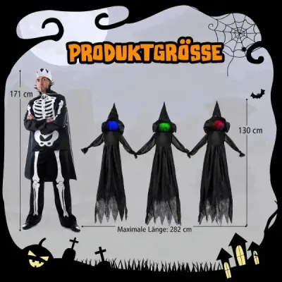 3 kusy halloweenskej čarodejníckej dekorácie, vonkajšie osvetlené halloweenske čarodejnice vyrobené z odolnej látky