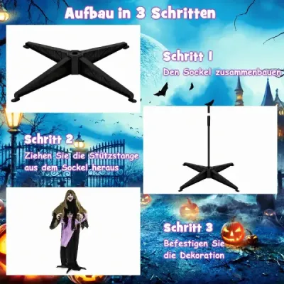 Halloween – animovaný upír, 160 cm, halloweenská dekorácia, stojaca, aktivovaná zvukom, so svietiacimi očami