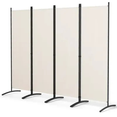 4-dielny skladací paraván do domácej kancelárie 220 x 51 x 173 cm biely