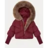 Dámska zimná bunda oversize s kožušinkou MODA6085 bordová