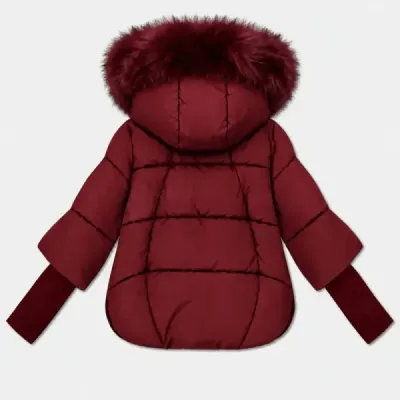Dámska voľná zimná bunda s pletenými manžetami MODA6055 bordová