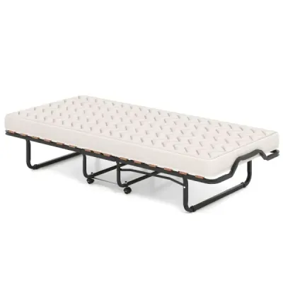 Skladacia posteľ 80x200 cm s pamäťovým matracom a kolieskami pre hostí, taliansky štýl, čierna