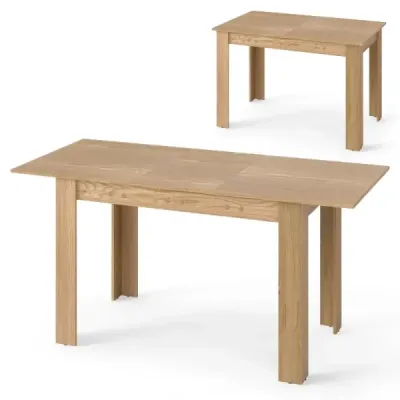 Rozťahovací jedálenský stôl – moderný kuchynský stôl s nastaviteľnou doskou a nohami v tvare L, prírodný, 158 x 70 x 76 cm
