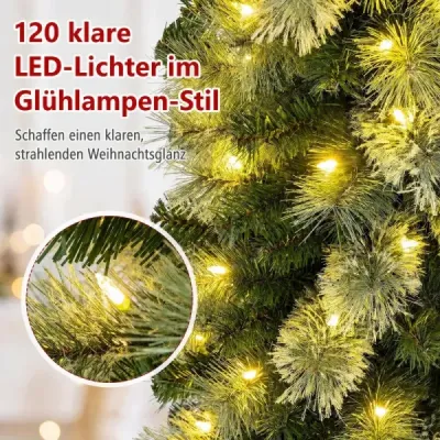 Umelý vianočný stromček, 183 cm, smrekovec s 264 vetvičkami, vianočný stromček s 120 LED diódami