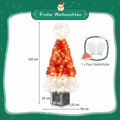 120 cm umelý vianočný stromček s 300 konárikmi, 100 teplobielymi LED svetielkami a kvetináčom