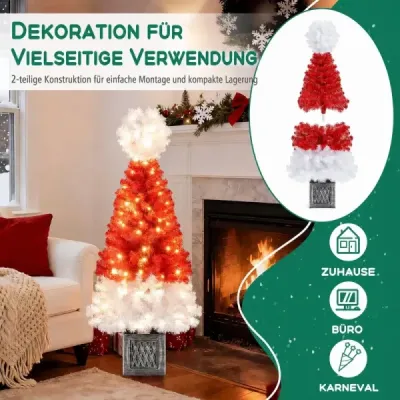 120 cm umelý vianočný stromček s 300 konárikmi, 100 teplobielymi LED svetielkami a kvetináčom