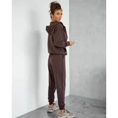Dámska bavlnená športová súprava v hnedej farbe MODA1110