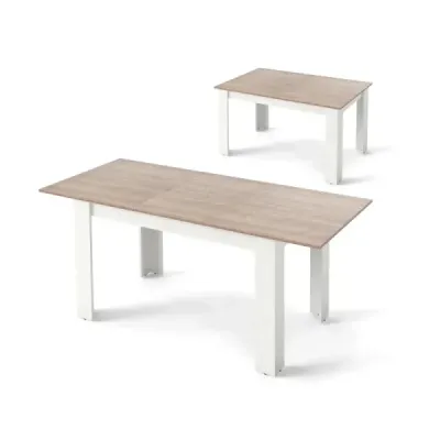 Rozkladací jedálenský stôl Moderný kuchynský stôl s nastaviteľnou doskou a nohami v tvare L Biely 158 x 70 x 76 cm