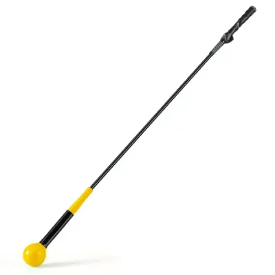 Sada 2 ks, 120 cm, tréningová pomôcka na golfový švih s závažím na hlave, tréningová pomôcka na golf, tréningový švih, žltá