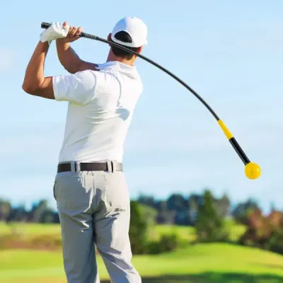 Sada 2 ks, 120 cm, tréningová pomôcka na golfový švih s závažím na hlave, tréningová pomôcka na golf, tréningový švih, žltá
