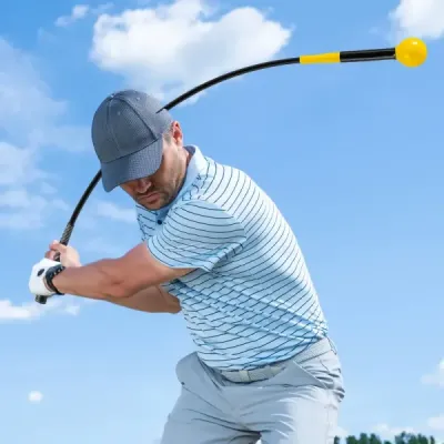 Sada 2 ks, 120 cm, tréningová pomôcka na golfový švih s závažím na hlave, tréningová pomôcka na golf, tréningový švih, žltá