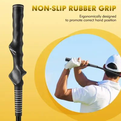 Sada 2 ks, 120 cm, tréningová pomôcka na golfový švih s závažím na hlave, tréningová pomôcka na golf, tréningový švih, žltá
